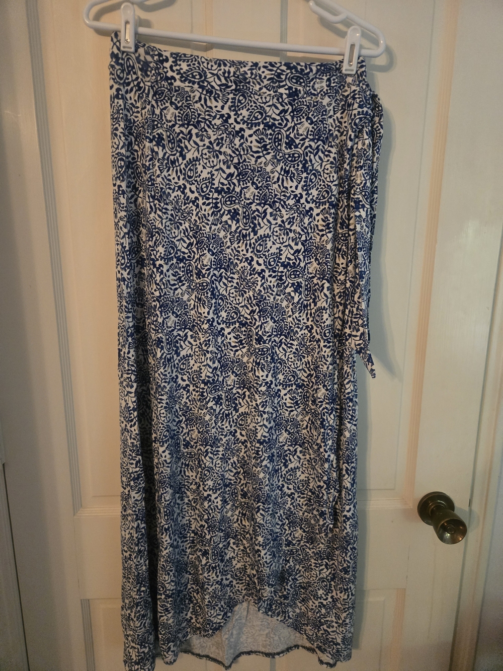 Cynthia Rowley Blue and White Printed Maxi Wrap Skirt Size M